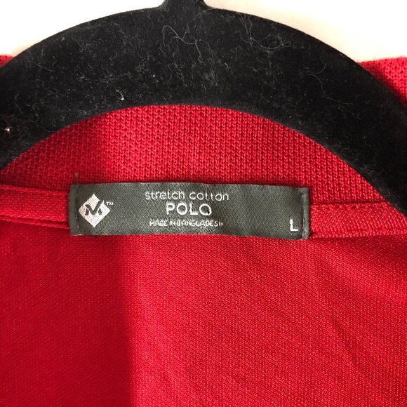 Members Mark Mens Red Stretch Cotton Polo Shirt Long Sleeve Size L - Picture 3 of 4